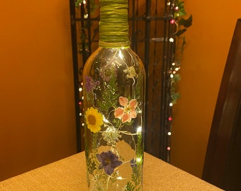 Garden themed wine bottles