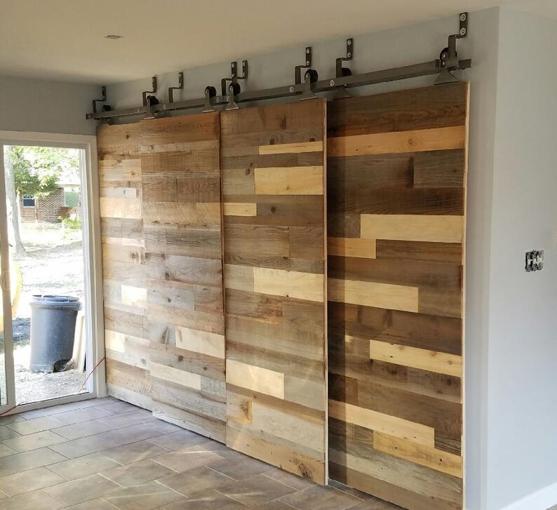 Custom Sliding Barn Door Reclaimed stacked pattern Etsy