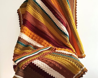 Patrón PDF de manta acogedora de cabaña, manta de ganchillo para otoño e invierno