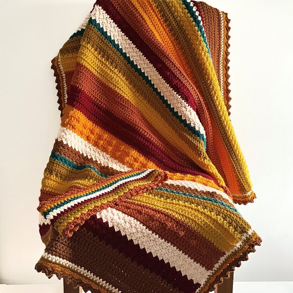 PDF Pattern Cozy Cabin Blanket, Crocheted Autumn Fall Winter Blanket