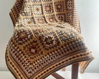 PDF Pattern Coffee and Cream Granny Square Pattern - Crocheted Lap Blanket, Crochet Pattern
