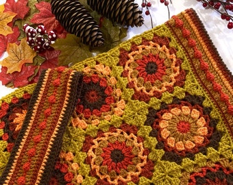 PDF Pattern Autumn Festival Blanket Granny Square Blanket Pattern - Fall Crocheted Lap Blanket, Crochet Pattern