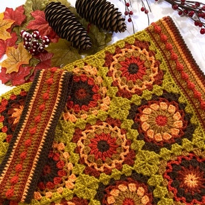 PDF Pattern Autumn Festival Blanket Granny Square Blanket Pattern - Fall Crocheted Lap Blanket, Crochet Pattern