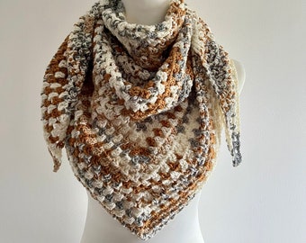 Crochet Shawl Triangle Variegated Yarn Hand Made Gift