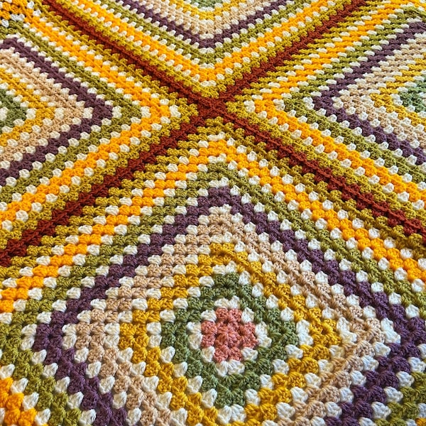 PDF Pattern Aurelia Blanket Granny Square Blanket Pattern - Fall Crocheted Lap Blanket, Crochet Pattern