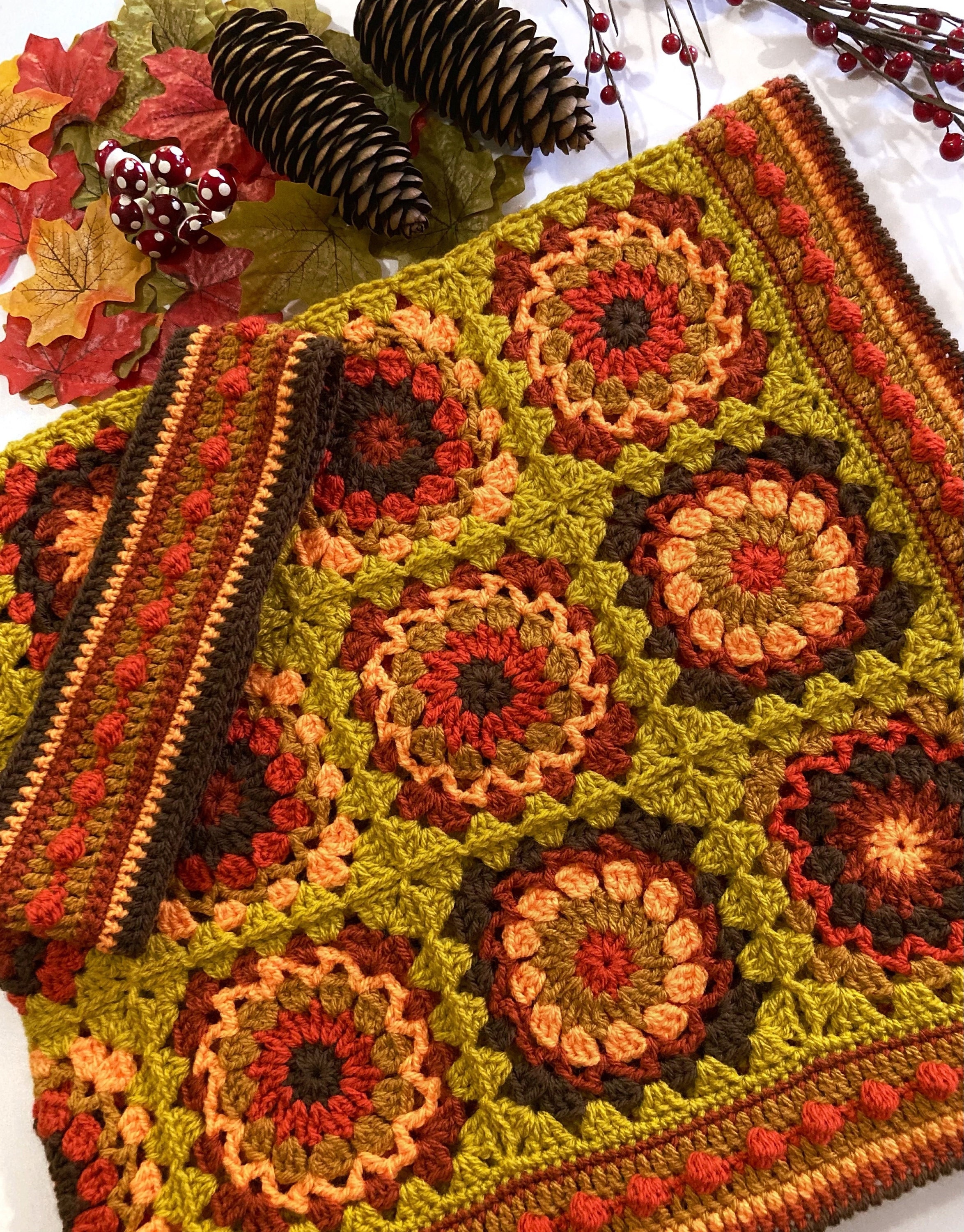 PDF Pattern Autumn Festival Blanket Granny Square Blanket Pattern - Fall Crocheted Lap Blanket, Crochet Pattern