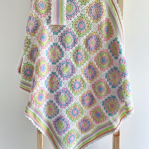 PDF Pattern Spring Fairy Blanket Granny Square Blanket Pattern - Crocheted Baby Blanket, Crochet Pattern