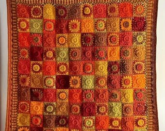 Autumn Garden Granny Square Blanket Crochet Pattern (PDF Pattern)