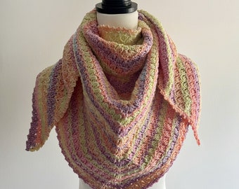 Crochet Triangle Shawl Gift Handmade Pastel Colours