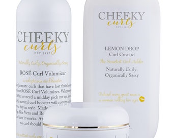 Cheeky Curls Full Size Set - 3 PRODUCTS - Natural Hair Products, Set comes w/ Curl Cream, Hair Spray, Hair Gel, Styling Products for Curls