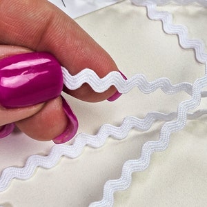 White rick rack ribbon, 0.6 cm/0.24 inches wide, pure white jumbo ric rac trim, sold by the yard, ST1081