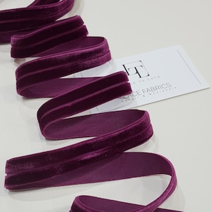 Ruban de velours élastique violet par mètre, large ruban de velours, noeud cadeau ruban en tissu velours, ruban en velours pour cheveux, bordure en velours DB1002