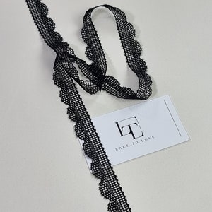 Corte de renda elástica preta, renda francesa, renda leste, acabamento de renda elástica, renda de vestido de noite, renda de lingerie FL44001