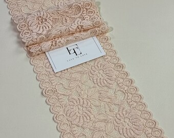 Light beige stretch lace trim, elastic lace, wedding lace, lingerie lace trimming LD57301