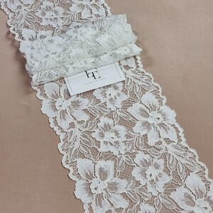 Elfenbein Spitzenbesatz, französische Spitze, Alencon Spitze, Brautkleid Spitze, Hochzeitsspitze, weiße Spitze, Schleier Spitze, Strumpfband Spitze L97713