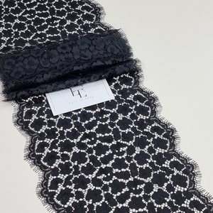 Acabamento em renda preta, renda alencon, renda liga, renda para vestido de noite, renda para lingerie LJ33391