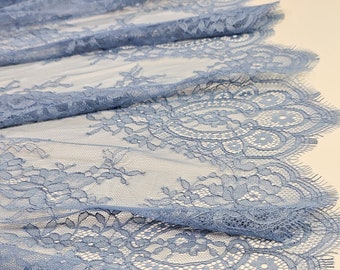 Light blue eyelash Chantilly lace trimming, sold by the yard, LMT7002