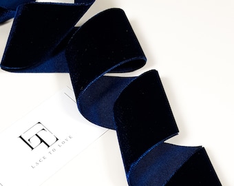 Ciemnoniebieska aksamitna wstążka: lamówka z materiału 1,97"