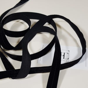 Ruban de velours élastique noir par mètre, ST1026