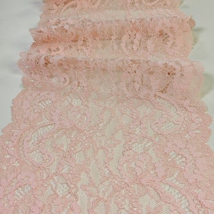 Guarnição de renda rosa salmão, renda francesa, renda chantilly, renda recortada, renda de cílios, renda floral, lingerie de renda LL7771