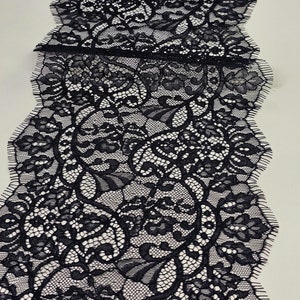 Zwarte Franse Chantilly delicate kant trimmen op maat gesneden, zwarte kant decoratie lint, zwarte fournituren kant trim, LMT8991