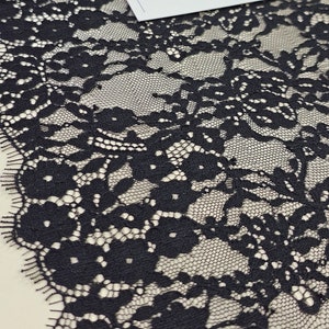 Zwarte Franse Chantilly delicate kant trimmen op maat gesneden, zwarte kant decoratie lint, zwarte fournituren kant trim, LL79002