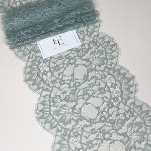 Mintgrüner Spitzenbesatz, Französische Spitze, Chantilly-Spitze, Brautspitze, Hochzeitsspitze, Muschelspitze, Florale Spitze, Dessous-Spitze L29387