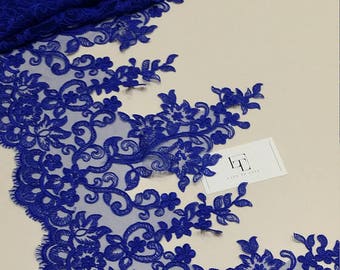 Blue lace Trim by the yard, French Lace, Chantilly Lace, Bridal lace, Wedding Lace, Garter lace, Evening dress lace, Lingerie Lace, EEV2126