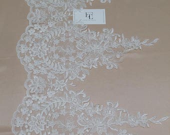 Ivory Lace Trimming by the yard, French Lace, Alencon Lace, Bridal Gown lace, Wedding Lace, White Lace, Veil lace, Garter lace EEV2127