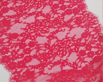 Pink lace Trimming, Chantilly Lace, French Lace, Wedding Lace, Scalloped lace Eyelash lace Floral Lace Lingerie Lace by the yard LL79001