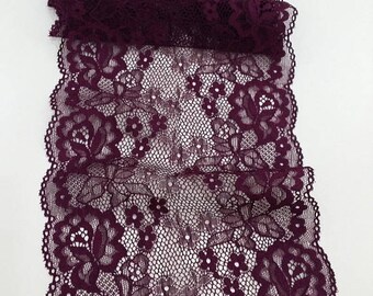 Violet Stretch-Spitze Trim, Dessous, Elastische Spitze Französische Spitze Stretch-Spitze Hochzeit Ausgebogten Spitze Wimpern-Spitze Blumenspitze Dessous LJ26001