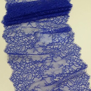 Passamaneria in pizzo blu, pizzo chantilly, pizzo francese, pizzo da sposa, pizzo smerlato Pizzo per ciglia Pizzo floreale Lingerie Pizzo tagliato su misura L9235