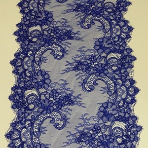 Passamaneria in pizzo blu reale, passamaneria in pizzo francese Chantilly, bordo in pizzo blu scuro, bordo per giarrettiera da sposa, pizzo per lingerie, venduto al metro, EVSL092C