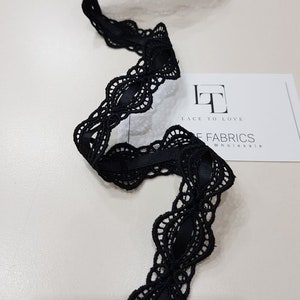 Dentelle noire Garniture avec ruban, Dentelle d’Alençon, Dentelle de robe de mariée, Dentelle de mariée, Dentelle de jarretière, Dentelle de robe de soirée, Lingerie Dentelle FL8962