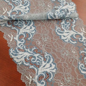Encaje azul gris Recorte Encaje francés Encaje Chantilly Encaje nupcial Encaje de boda Encaje festoneado Encaje de pestañas Encaje floral Lencería Encaje LJ2201