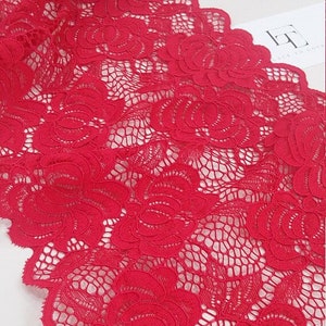 Pizzo rosso, pizzo francese, pizzo Alençon, pizzo per abiti da sposa, pizzo da sposa, pizzo per giarrettiera, pizzo per abiti da sera, pizzo per lingerie tagliato su misura LL5691