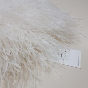 Ivory Ostrich Feather Fringe: White Ribbon Trim, Natural Feather Decoration