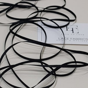 Ruban de satin noir double face 3 mm, par mètre, ruban de satin noir, noeud cadeau ruban de tissu satiné, ruban pour cheveux, bordure en satin ST1014
