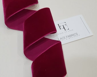 Dark Red Velvet Ribbon: 1.97" Wide Fabric Trim