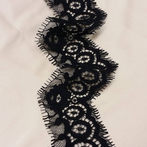 Adorno de encaje negro, Adorno de encaje español, Adorno de encaje de Alencón, Adorno de vestido de novia, Adorno de encaje de velo de mantilla bordado L19213