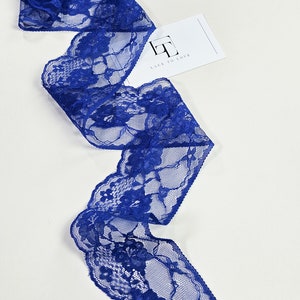 Renda azul, renda francesa, renda chantilly, renda azul royal, renda de casamento, renda de liga, renda de vestido de noite, renda de lingerie, LT25001