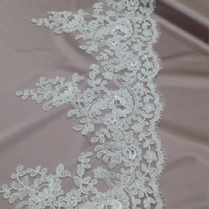 Passamaneria in pizzo avorio tagliata su misura, pizzo francese, pizzo Alençon, pizzo per abiti da sposa, pizzo da sposa, pizzo bianco, pizzo per velo, pizzo per giarrettiera EVSL019C