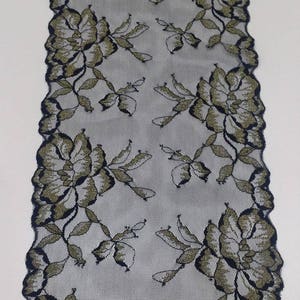 Passamaneria in pizzo nero oro, passamaneria in pizzo francese Chantilly, bordo in pizzo da sposa, bordo in pizzo smerlato con ciglia, merceria di lingerie floreale, J46641