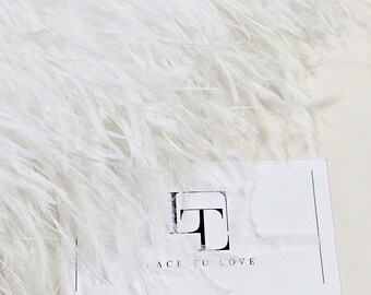 White Ostrich Feather Fringe: Ribbon Trim, Natural Feather Decoration