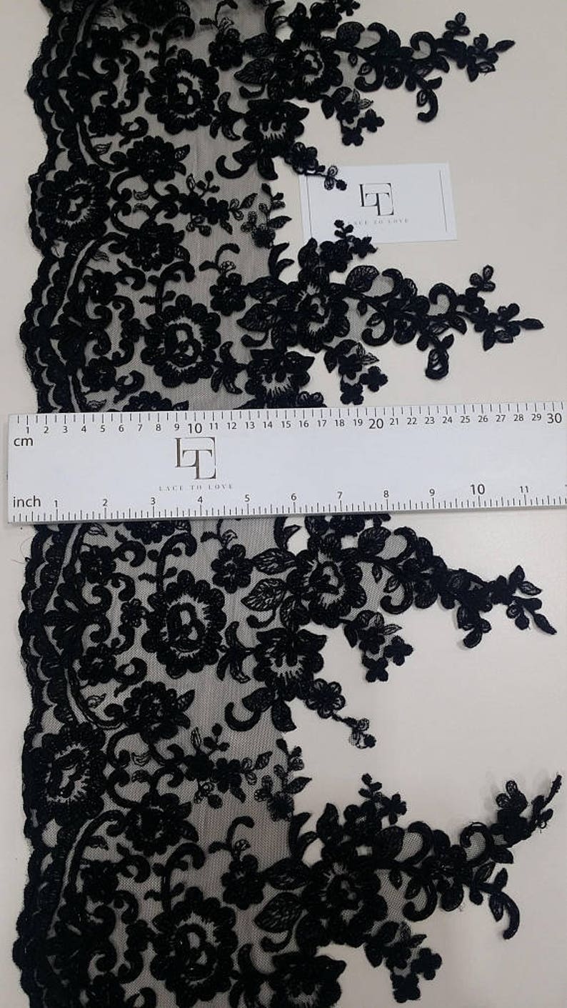 Beaded Black Lace Trim by the Yard Sequin Lace Pearl Lace Etsy