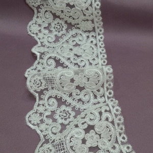 Corte de renda marfim, renda francesa, renda Alencon, tablechoth, renda de vestido de noiva, renda de casamento, renda branca, renda de véu, renda de liga EVSL041C