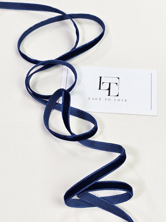Dunkelblau Samtband: Stoff Schleife, Haarband (0,7 cm)