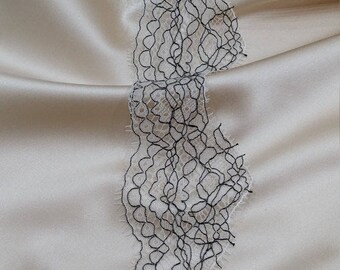 Ivory lace Trim, Black lace trim, Choker lace, French Lace, Chantilly Lace, Bridal lace, Wedding Lace Scalloped lace Eyelash lace, JM46661