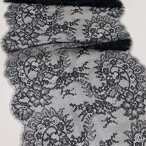 Schwarze Spitzen borte, Chantilly Spitze, Französische Spitze, Hochzeitsspitze, Jakobsspitze, Wimpernspitze, Florale Spitze, Dessous Spitze, Bulk Stock JM12013