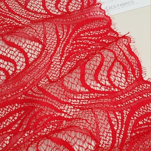 Acabamento em renda vermelha, renda francesa Chantilly, renda de casamento, renda recortada, renda de cílios, renda floral, renda de lingerie por metro L67602